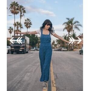 Rolla's Blue White Polka Dot Starry Night Jumpsuit Criss Cross Back NWT Medium